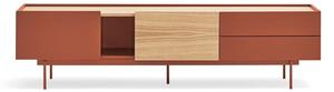 Tavolo TV in rovere color mattone naturale 180x45 cm Otto - Teulat