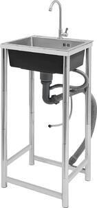 Lavello in acciaio inox, indipendente, rubinetto incluso, argento