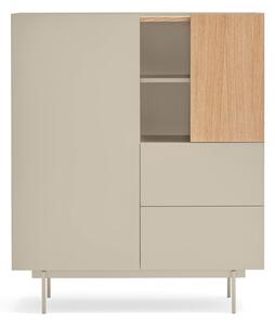 Cassettiera alta beige/naturale in rovere 100x45 cm Otto - Teulat