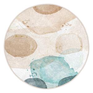 Tappeto rotondo blu/beige lavabile ø 80 cm Puddle – Mila Home