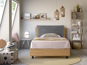 Letto Contenitore YORK Struttura Noce - Cuscino Grigio 120x190 cm