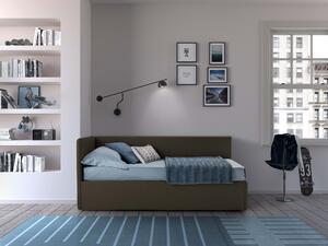 Letto estraibile - LUMIS Antracite Ecopelle Testata Sinistra