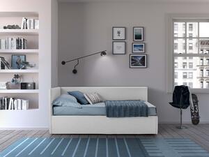 Letto estraibile - LUMIS Bianco Ecopelle Testata Sinistra