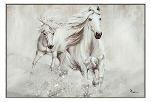 Quadro da parete, quadro con cornice CAVALLI IN CORSA 120x80x1,6 cm orizzontale pannello in legno colore marrone disegnato su tela a rilievo