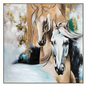 Quadro da parete, quadro con cornice CAVALLI 100x100x1,6 cm orizzontale pannello in legno colore marrone disegnato su tela a rilievo