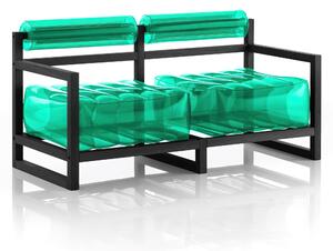 Divano Yoko eko struttura in legno nero, dimensioni 62x191xH70 cm peso 18,7 kg, seduta gonfiabile in TPU colore verde