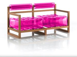 Divano Yoko eko struttura in legno naturale, dimensioni 62x191xH70 cm peso 18,7 kg, seduta gonfiabile in TPU colore rosa