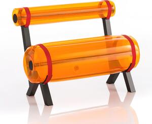 Panca L100 gonfiabile con telaio in alluminio e PVC Crystal Orange ZIBA, 56x106xH75 cm, peso sopportabile 150 kg