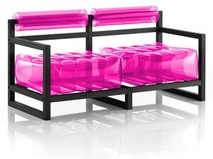 Divano Yoko eko struttura in legno nero, dimensioni 62x191xH70 cm peso 18,7 kg, seduta gonfiabile in TPU colore rosa