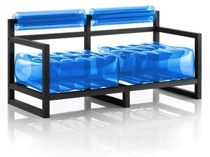 Divano Yoko eko struttura in legno nero, dimensioni 62x191xH70 cm peso 18,7 kg, seduta gonfiabile in TPU colore blu