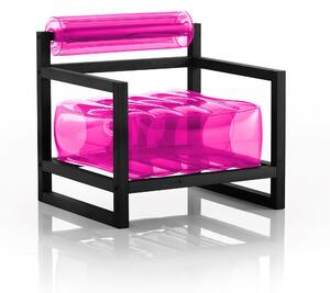Poltrona Yoko eko struttura in legno nero, dimensioni 62x70xH70 cm peso 12 kg, seduta gonfiabile in TPU colore rosa