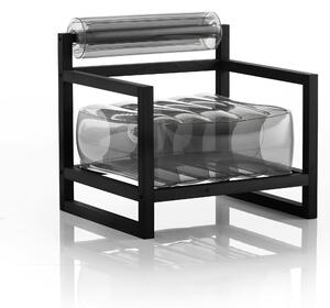 Poltrona Yoko eko struttura in legno nero, dimensioni 62x70xH70 cm peso 12 kg, seduta gonfiabile in TPU colore nero