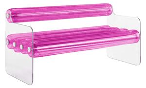 Divano modello MW04 design in vetro temperato, dimensioni 1,498x66,5xH72 cm peso 40 kg, seduta gonfiabile in TPU colore Rosa Trasparente
