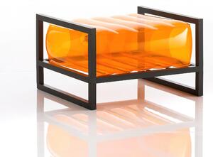 Pouf EKO gonfiabile con telaio in alluminio e TPU Crystal Orange YOKO, 62x70xH40 cm riciclabile, biodegradabile, estremamente resistente, peso sopportabile 150 kg