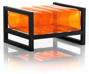 Pouf Yoko eko struttura in legno nero, dimensioni 62x70xH40 cm peso 9 kg, seduta gonfiabile in TPU colore arancio