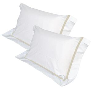 Coppia Cuscini con Elegante Federa Bianca e Beige Dalì 18 cm