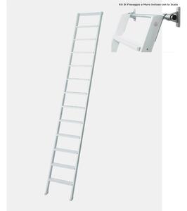 Scala da Appoggio UP 12 gradini Con Kit Di Fissaggio a Muro Lunghezza 3,00 Mt in Faggio Massello Dimensioni 45x9x h 3,00 cm Peso 10,5 Kg colore legno naturale