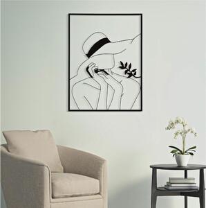 Pannello decorativo 3D con figura femminile con un elegante cappello, IRON WALL WALL ELEGANT-B , 60x1x h 80 cm peso 1,500 kg colori nero