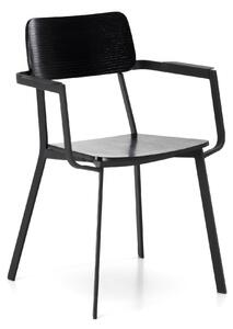Sedia Woody Capotavola Design Twist 61x51,5xH82 cm, Colore Nero, Materiale Seduta e Schienale in Legno, Gambe in Metallo