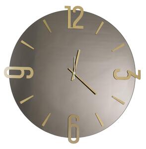 Orologio Da Muro Struttura in specchio nero fume' con bordo rifinito a filo lucido Dimensioni 60 cm lancette Colore RAME , Numeri Arabi realizzato in ORO METALLIZZATO