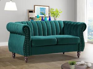 Divano Chesterfield 2 posti in Velluto Verde smeraldo - TRUMBO