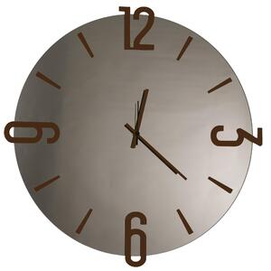 Orologio da Muro Struttura in specchio nero fume' con bordo rifinito a filo lucido Dimensioni 60 cm lancette Colore RAME , Numeri Arabi realizzato in Bronzo Corten