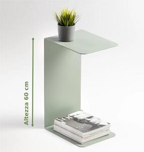 Sidetable in metallo DOUBLE 60 , Dimensioni 30x38xh 60 cm che pu� essere utilizzato sia come tavolino di servizio lato divano sia come semplice comodino Verde Eucalipto RAL 150 60 10