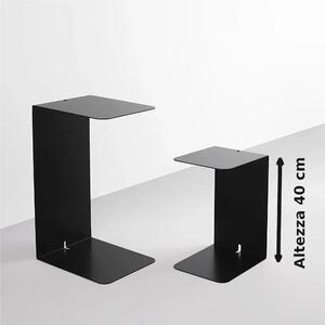 Sidetable in metallo DOUBLE 40 , Dimensioni 30x38xh 40 cm che pu� essere utilizzato sia come tavolino di servizio lato divano sia come semplice comodino Nero