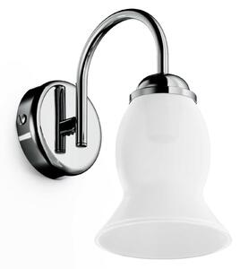 Lampada da Bagno Applique Cromo LINEA RETRO' Dimensione 11x19,5 x h 23 cm Lampada in Vero bianco satinato finitura cromo vintage
