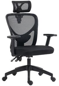 Vinsetto Sedia da Ufficio Ergonomica con Altezza Regolabile, Supporto Lombare e Poggiatesta, 66x61x106-116cm Nero|Aosom