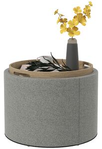 HOMCOM Pouf Contenitore Effetto Lino da 120 kg max con Vassoio a Ribalta, in MDF, 56x56x42 cm, Grigio