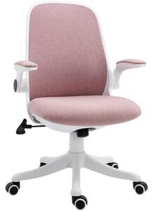 Vinsetto Sedia da Ufficio Ergonomica ad Altezza Regolabile, in Tessuto Effetto Velluto, 62.5x60x94-104 cm, Bianco e Rosa