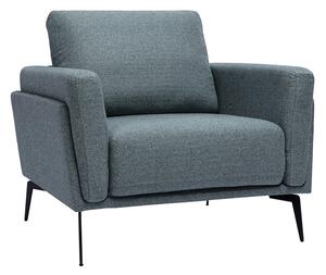 Poltrona design in tessuto grigio-verde e metallo nero MOSCO