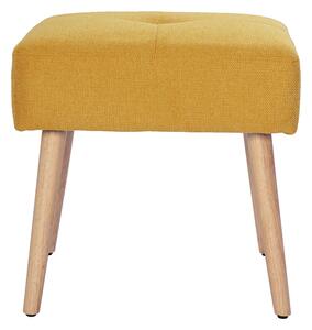 Sgabello basso in tessuto effetto velluto testurizzato giallo senape e legno massello chiaro H46 GUESTA