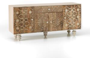 Madia 4 Ante e 1 Cassetto 160x45x75 cm in Legno di Mango Mamata Marrone