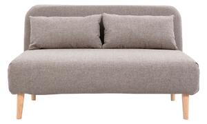 Poltrona letto a 2 posti convertibile in tessuto color talpa e legno chiaro AMIKO