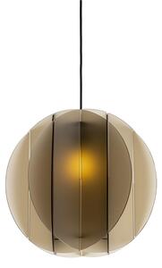Lampadario a sospensione ALLEGRETTA � 40cm - Peso 2,9 kg 70W E27 HGS, 15 W LED Supporto dischi Paralume in metacrilato Fum� Marrone Satinato