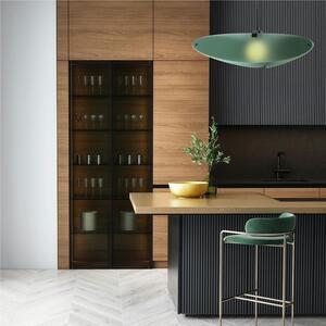 Lampada a Sospensione BELLATRIX realizzata con 3 sottili pannelli di cristallo acrilico diametro 90xh 26 cm in metacrilato colore verde petrolio Satinato