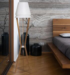 Lampada da terra in cristallo acrilico, polypropylene e legno LUCIO 42x42xh175 cm con struttura in legno colore Mogano