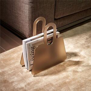 Portariviste in metacrilato trasparente BAG 33x15xh37 cm manici in policarbonato Fum� Marrone Satinato