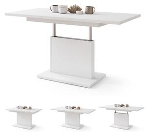 ASTON MINI Bianco Opaco - MODERNO TAVOLINO DA SALOTTO TRASFORMABILE ALLUNGABILE SOLLEVABILE