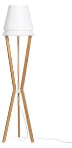 Lampada da terra in cristallo acrilico, polypropylene e legno LUCIO 42x42xh175 cm con struttura in legno colore Frassino