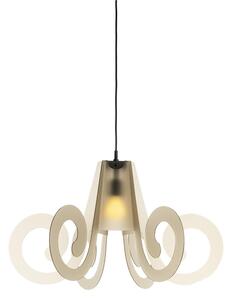 Lampada a sospensione in Cristallo acrilico RICCIOLO �75xh43 cm da soffitto con 5 riccioli in metacrilato Colore Fum� Marrone Satinato