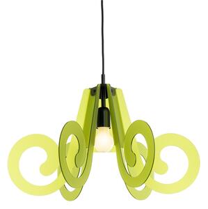 Lampada a sospensione RICCIOLINO �55xh32 cm da soffitto con 5 riccioli in metacrilato Colore Verde chiaro satinato