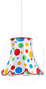 Sospensione Diametro 50 cm Stella Bianco Pois Multicolor,design Walter Sbicca realizzato in Cristallo acrilico , cotone , metallo, misure 50x40x50 cm
