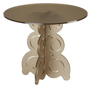 Tavolino rotondo in Cristallo Acrilico con base Onde e Riccioli basso BARRICCO 51x51xh45 cm in metacrilato 100% riciclabile colore Fum� Marrone Satinato