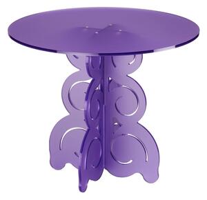 Tavolino rotondo in Cristallo Acrilico con base Onde e Riccioli basso BARRICCO 51x51xh45 cm in metacrilato 100% riciclabile colore viola satinato