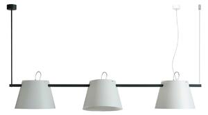 Sospensione 3 Luci TRIO 34x24xh151 cm tubo in acciaio colore antracite, paralumi colore bianco