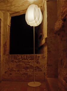 Lampada da TERRA con Paralume in sandylex FLORA e struttura in acciaio lucido �40xh 195 cm - 5 kG Paralume in Sandylex bianco perlato