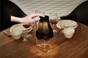 Lampada da Tavolo Ricaricabile in polipropilene trasparente 20x16xh36 cm - LED 4W 3000 k Autonomia max 9 ore colore frangia nero
